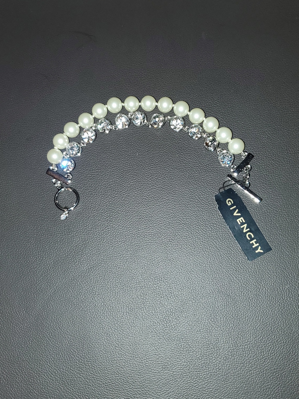 NWT Givenchy Double Strand Faux Pearl and Crystal Bracelet